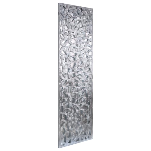 Abstract 3D Polished Steel Wall Art with Silver Leaf, Modern Metal Sculpture for Living Room or Office 72"x22"