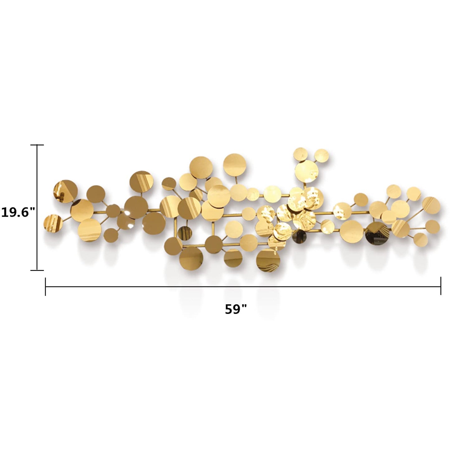 YUDACHU Metal Wall Art Gold Decor, 3D Modern Geometric Wall Sculpture, 59" x 19.6" Large Luxury Metal Artwork for Living Room, Bedroom, Dining Room