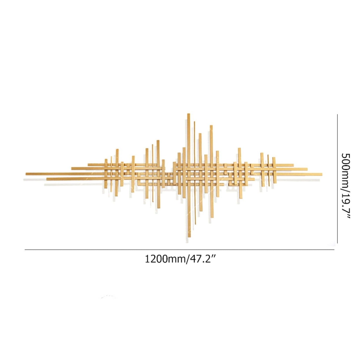 Modern Geometric Gold Metal Wall Art, Handmade Iron Wall Sculpture for Living Room, Dining Room or Hallway 47.2"x19.7"