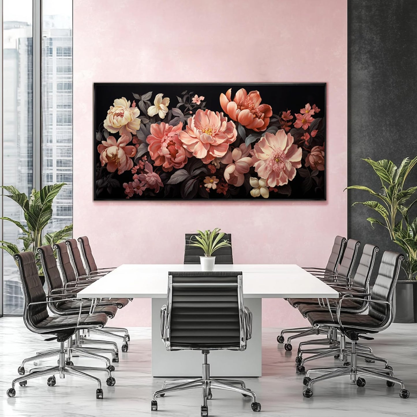 Large Colorful Flower Canvas Wall Art, Botanical Print for Living Room, Bedroom, Bathroom or Office 30"x60"
