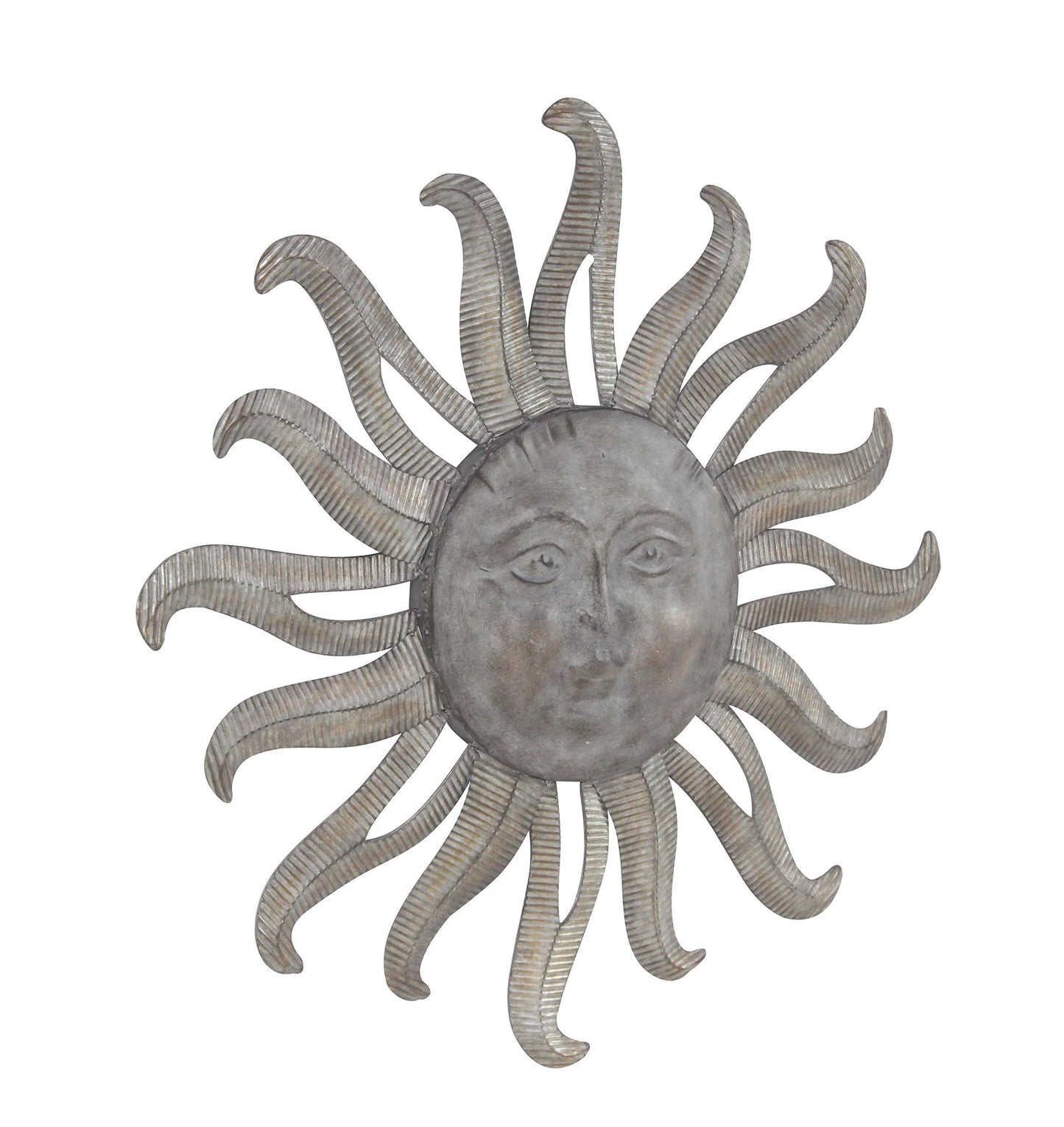Metal Sun Wall Art Sculpture, Gray Indoor and Outdoor Decorative Wall Decor 36"x36"