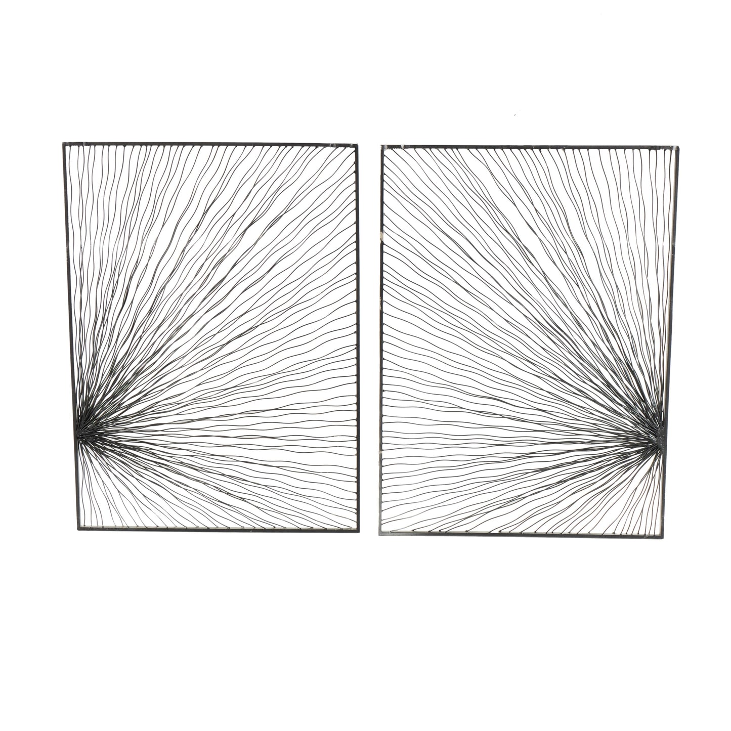 Set of 2 Metal Sunburst Wall Art Sculptures with Coiled Ribbon Design, Silver Decorative Wall Decor 22"x30"