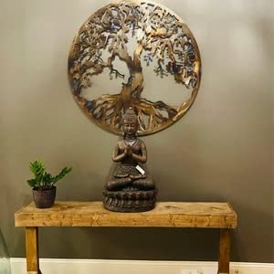 Tree of Life Metal Wall Art Decor, Heat-Colored Decorative Wall Sculpture 23.5"