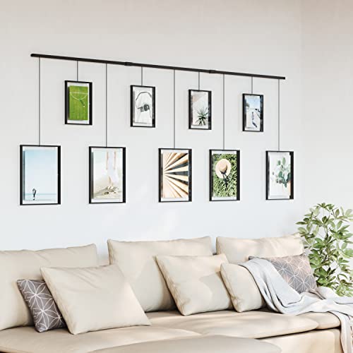 Umbra Exhibit Rimless Wall Frame with Metal Rod, Black Decorative Frame for Living Room, Bathroom, Bedroom or Entryway