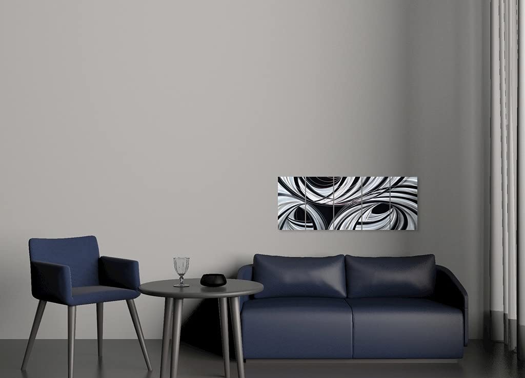 Black and White Abstract Metal Wall Art, Handcrafted Aluminum Sculpture for Living Room, Bedroom or Dining Room Decor