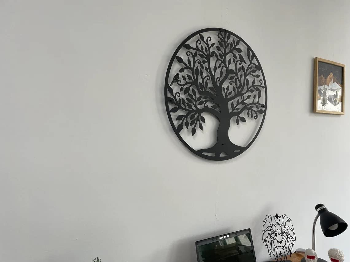 3D Tree of Life Metal Wall Art, Family Tree Silhouette Wall Sculpture for Living Room, Bedroom or Office 34"x35"