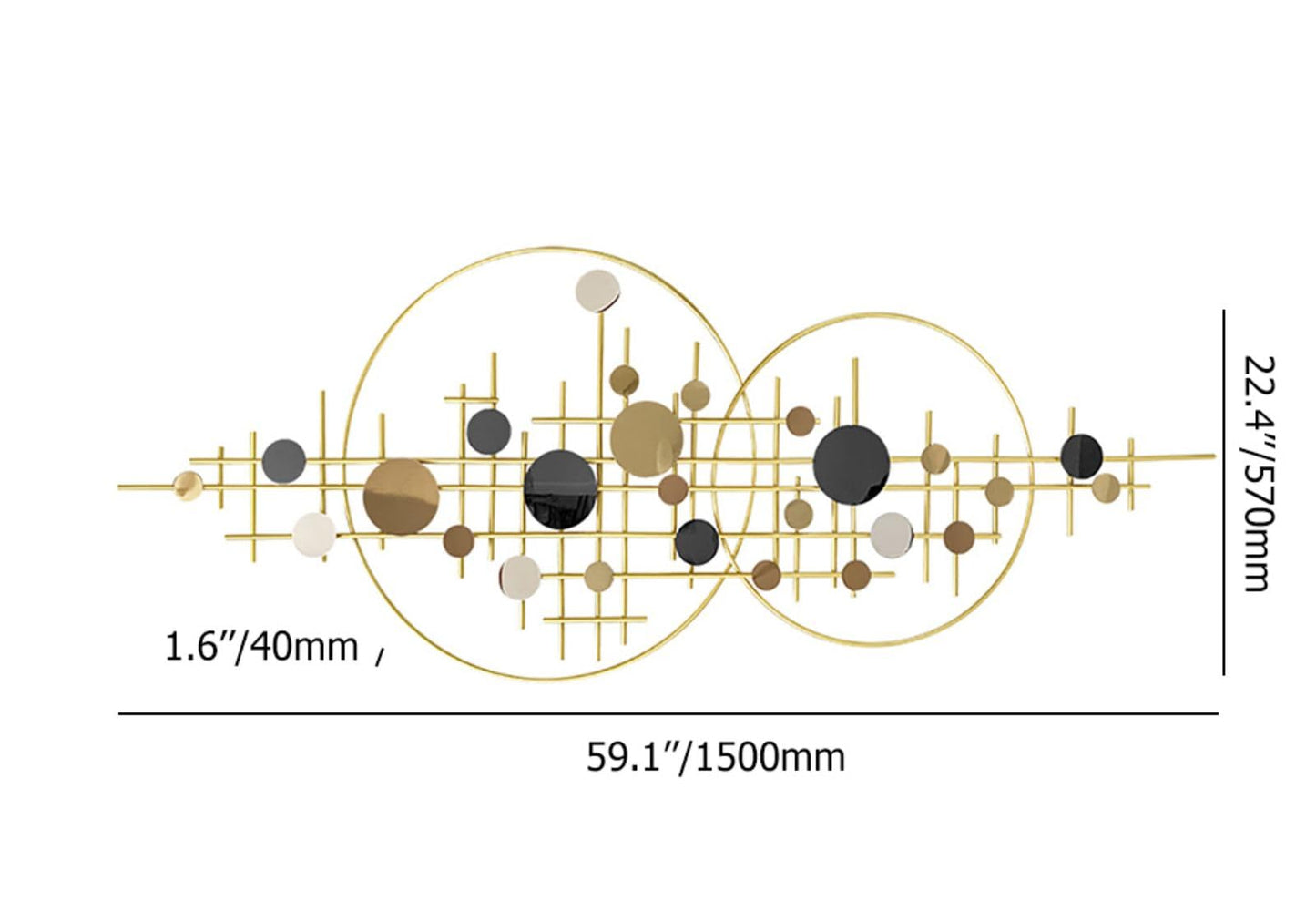 3D Glam Gold Round Metal Wall Art with Decorative Sequins, Modern Luxury Wall Sculpture for Living Room, Bedroom or Entryway