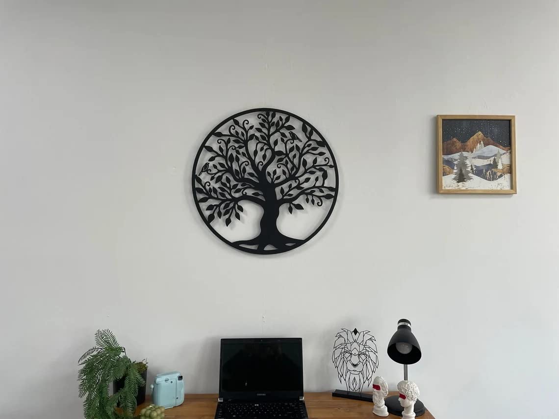 3D Tree of Life Metal Wall Art, Family Tree Silhouette Wall Sculpture for Living Room, Bedroom or Office 34"x35"
