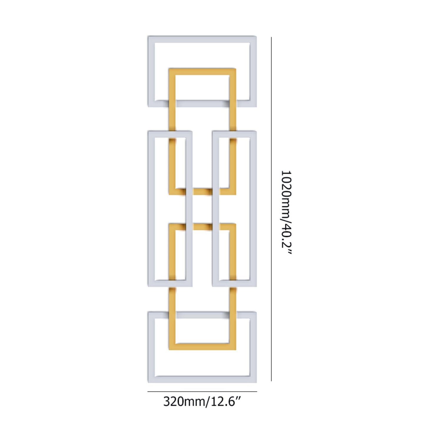 Set of 2 Modern Abstract 3D Metal Wall Art, Gold and Silver Rectangle Wall Sculptures for Living Room, Bedroom or Office