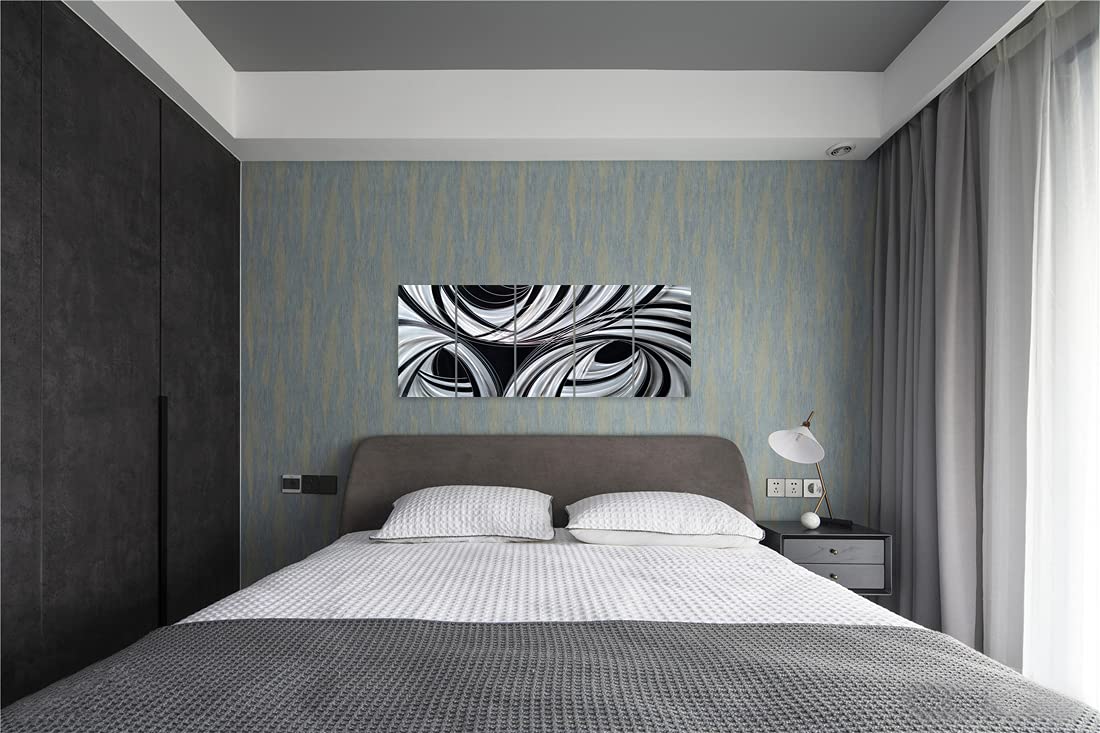 Black and White Abstract Metal Wall Art, Handcrafted Aluminum Sculpture for Living Room, Bedroom or Dining Room Decor