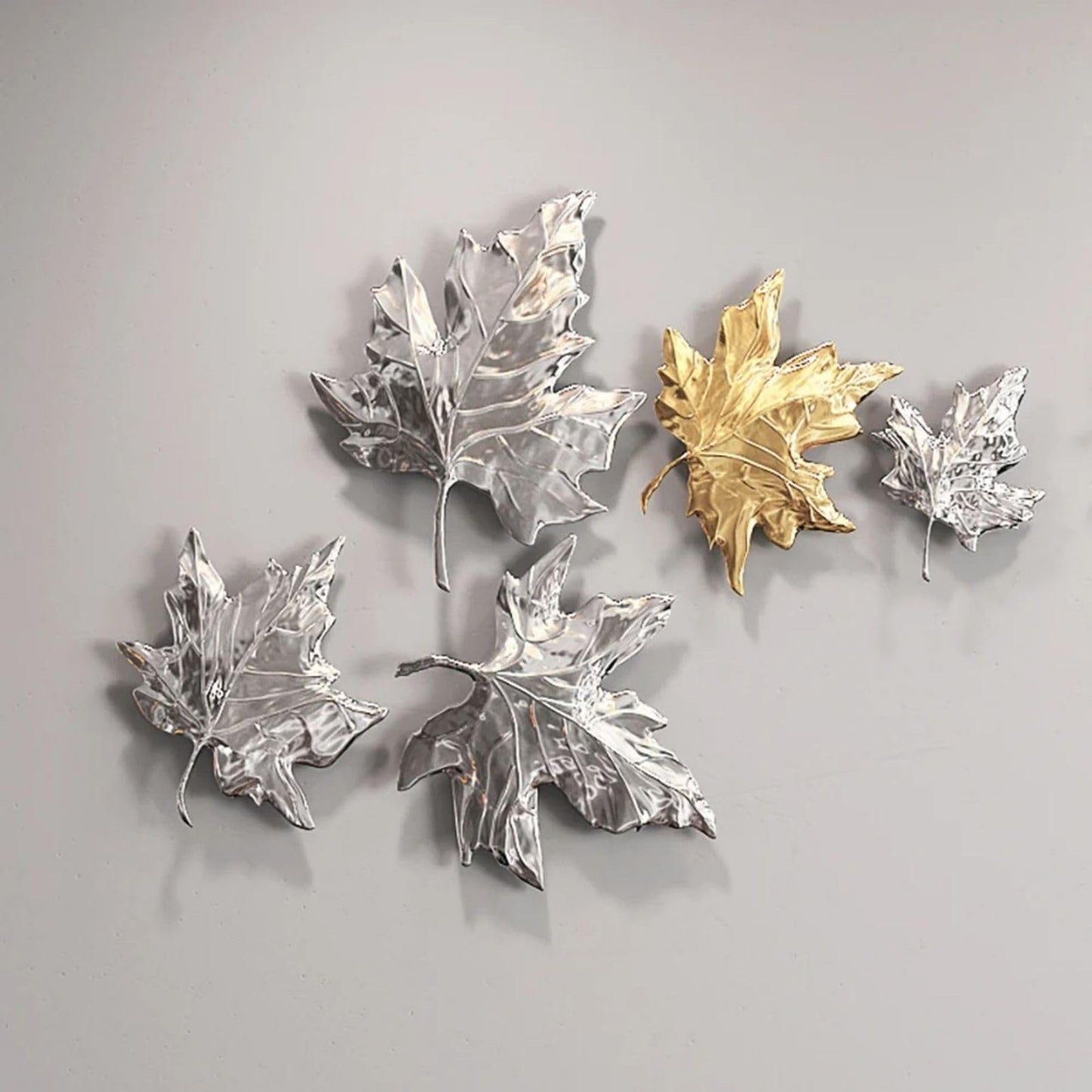 Set of 8 3D Resin Maple Leaf Wall Art, Nature-Inspired Hanging Sculptures for Living Room, Bedroom, Dining Room or Hallway