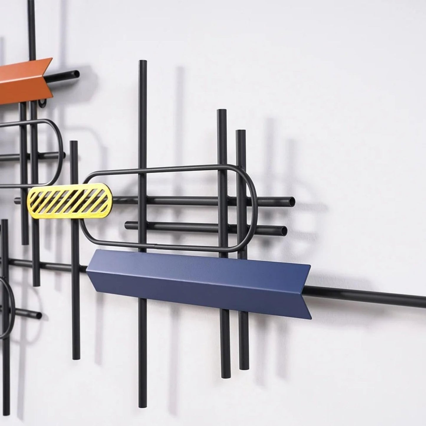 Modern Large Geometric Metal Wall Art in Gold and Black, Contemporary Hanging Sculpture for Living Room, Bedroom, Entryway or Office 59"