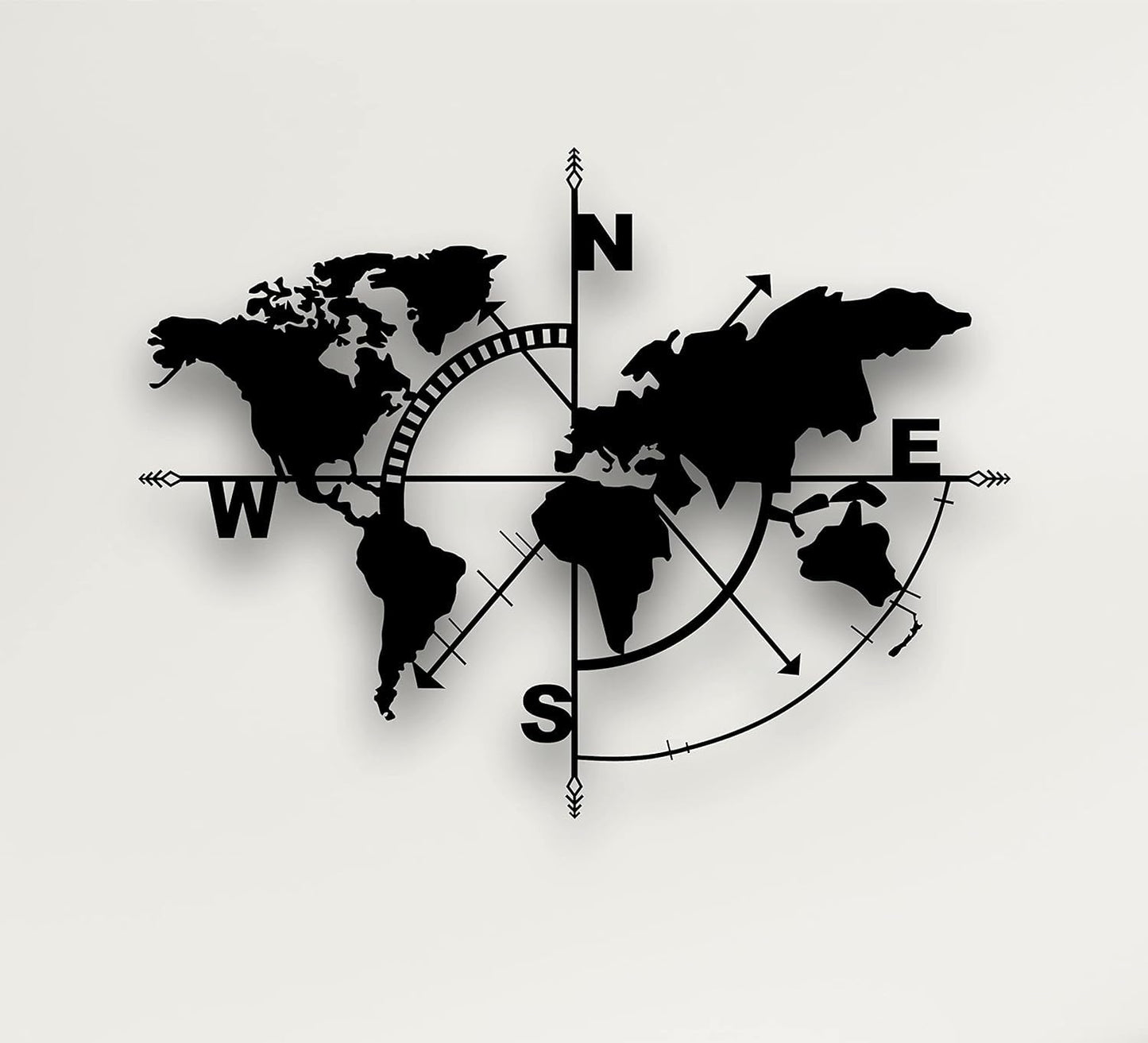 Metal World Map Wall Art, Black Decorative Wall Sculpture for Home, Office, Bedroom or Living Room 47"x36"