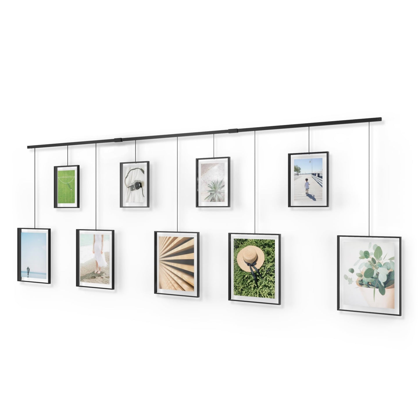Umbra Exhibit Rimless Wall Frame with Metal Rod, Black Decorative Frame for Living Room, Bathroom, Bedroom or Entryway