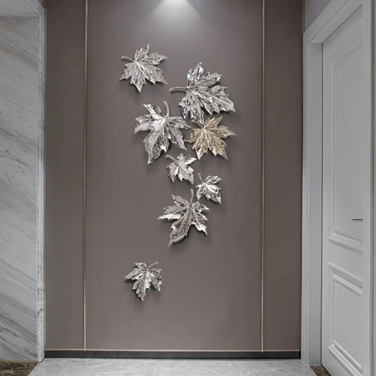 Set of 8 3D Resin Maple Leaf Wall Art, Nature-Inspired Hanging Sculptures for Living Room, Bedroom, Dining Room or Hallway