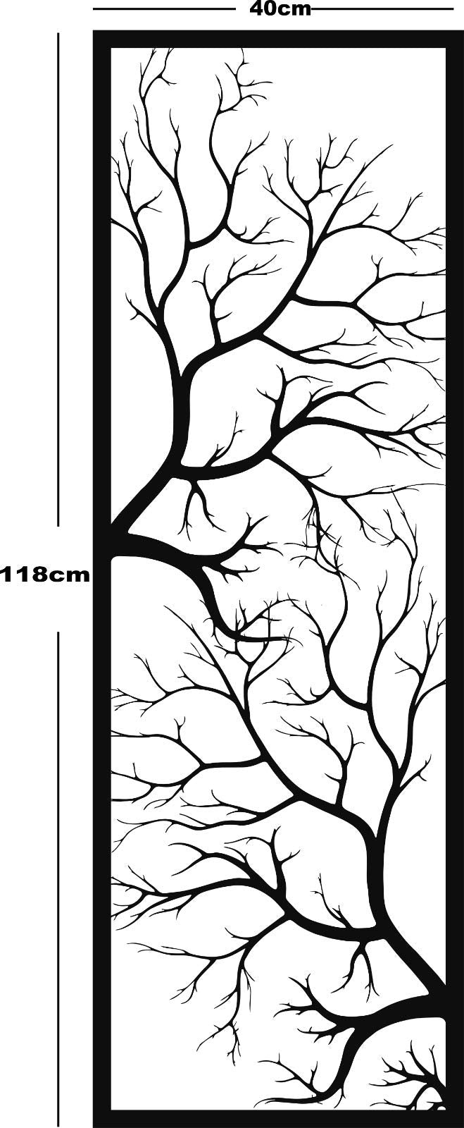 Geometric Tree Metal Wall Art, Modern Metal Branch Wall Decor for Living Room or Office 16"x47"