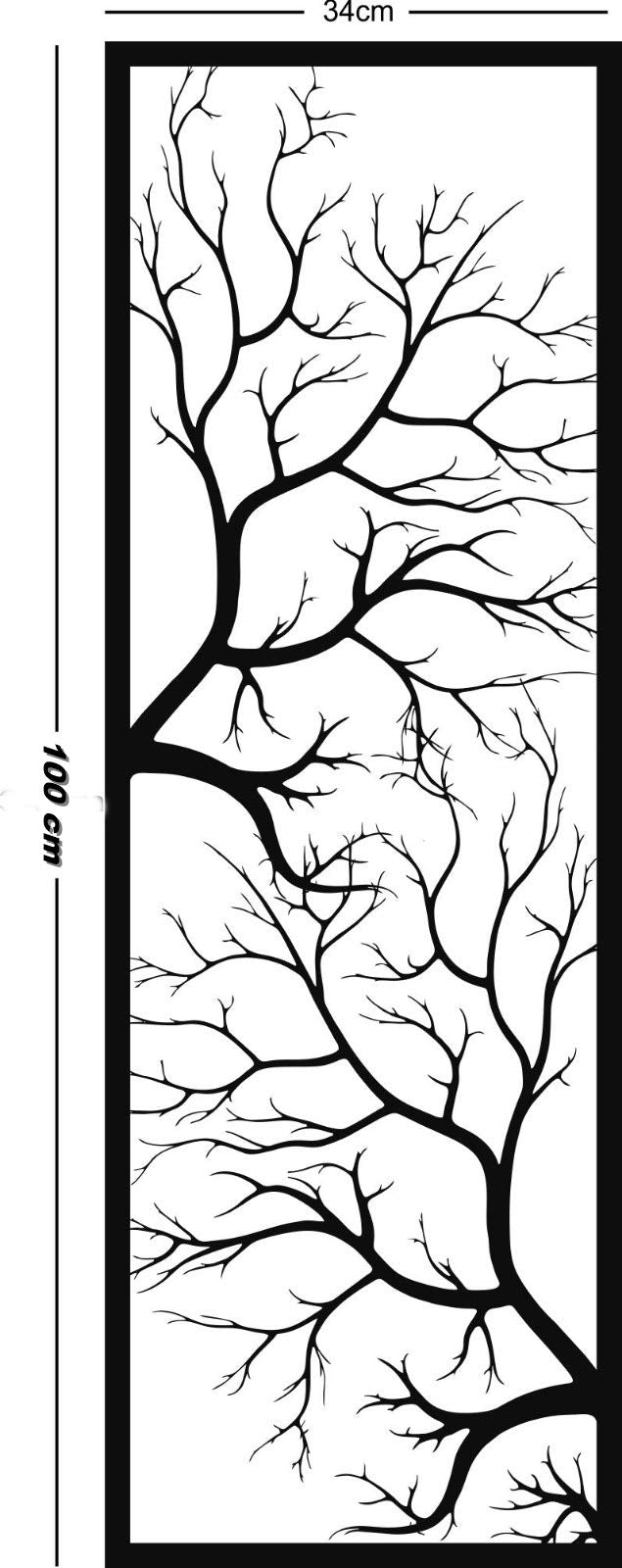 Geometric Tree Metal Wall Art Sign, Modern Decorative Wall Sculpture for Home or Office 14"x40"