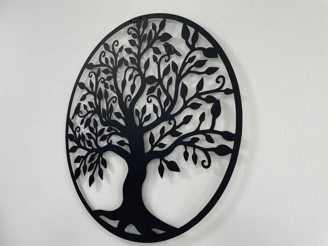3D Tree of Life Metal Wall Art, Family Tree Silhouette Wall Sculpture for Living Room, Bedroom or Office 28"x30"