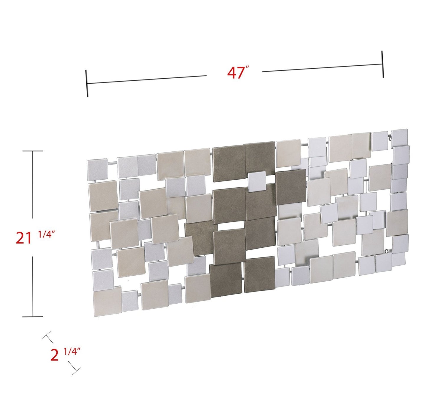 Geometric 3D Silver Wall Sculpture, Modern Metal Wall Art for Living Room or Office 47"x2.25"