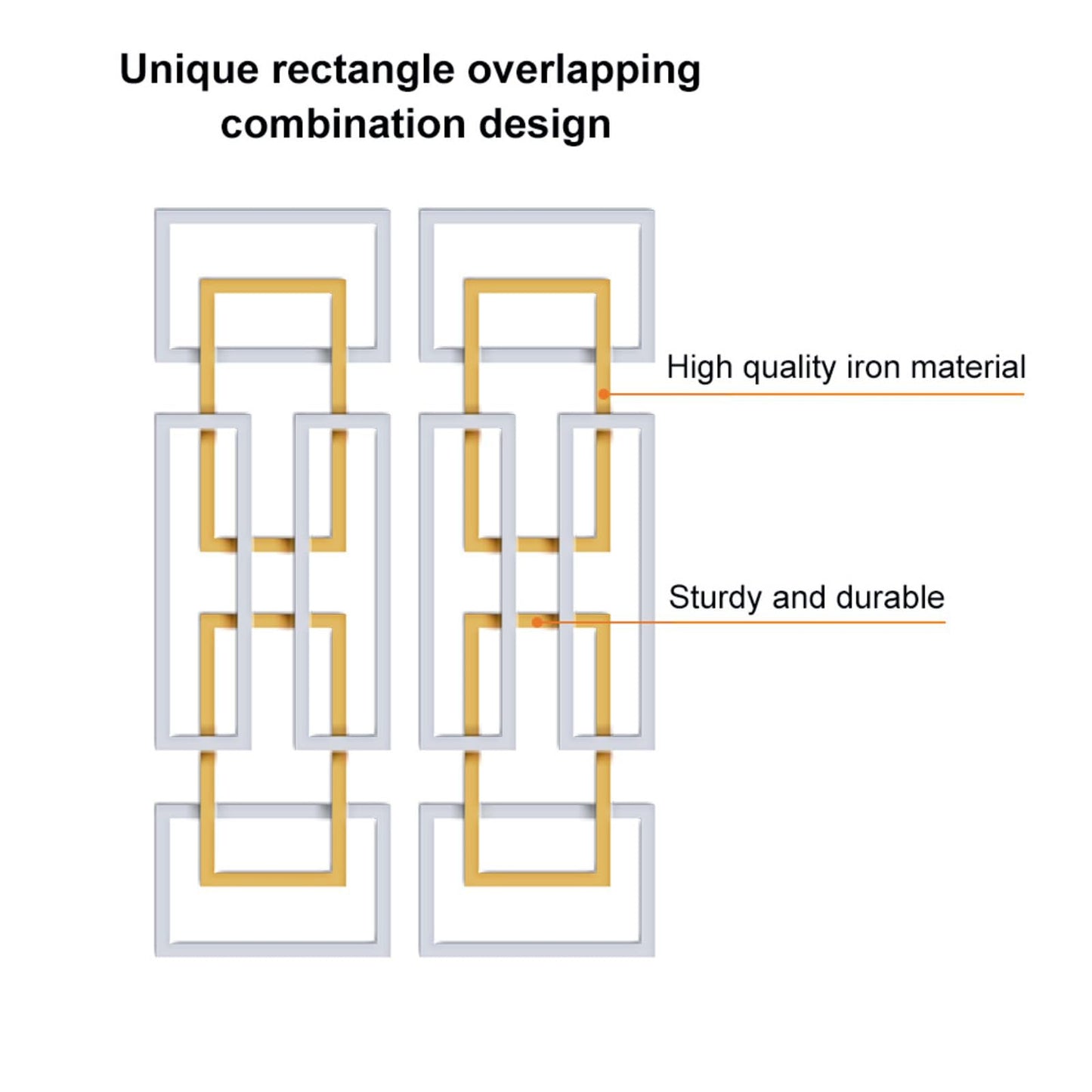 Set of 2 Modern Abstract 3D Metal Wall Art, Gold and Silver Rectangle Wall Sculptures for Living Room, Bedroom or Office