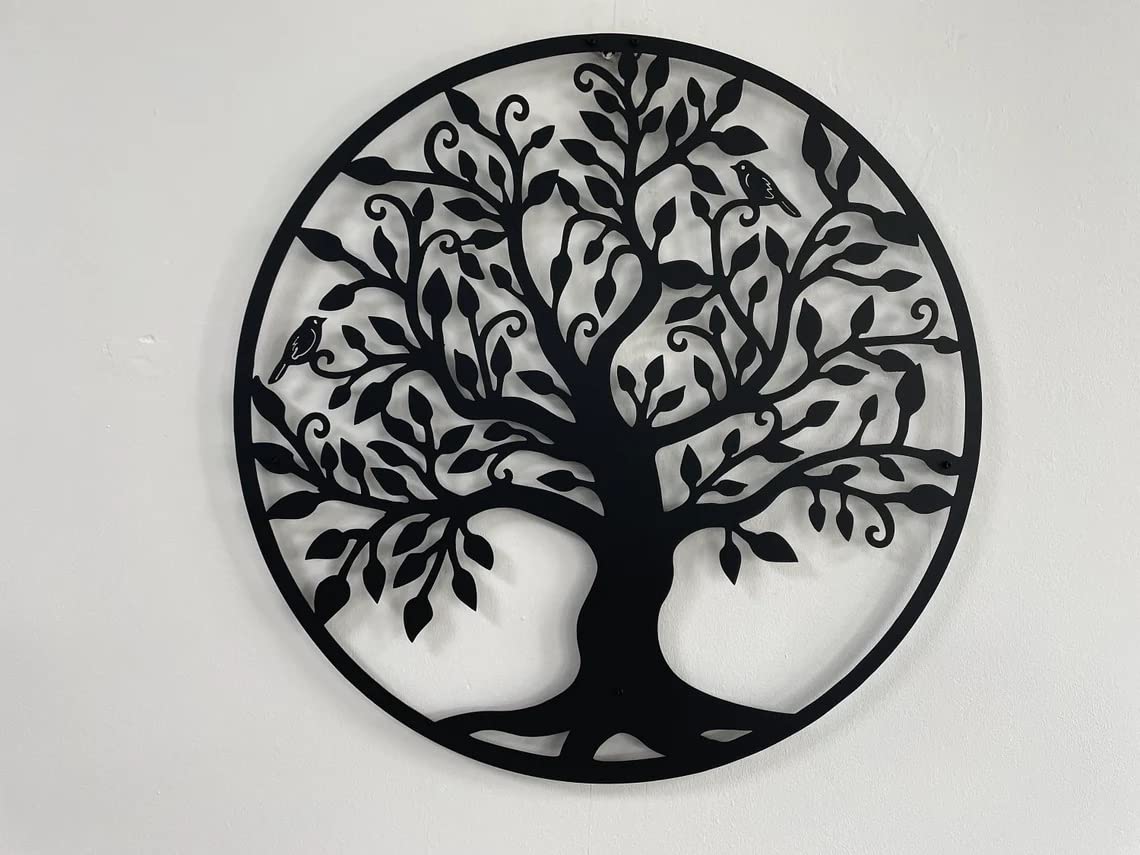 3D Tree of Life Metal Wall Art, Family Tree Silhouette Wall Sculpture for Living Room, Bedroom or Office 28"x30"