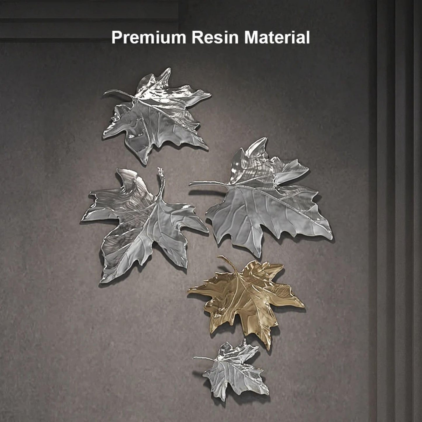 Set of 8 3D Resin Maple Leaf Wall Art, Nature-Inspired Hanging Sculptures for Living Room, Bedroom, Dining Room or Hallway