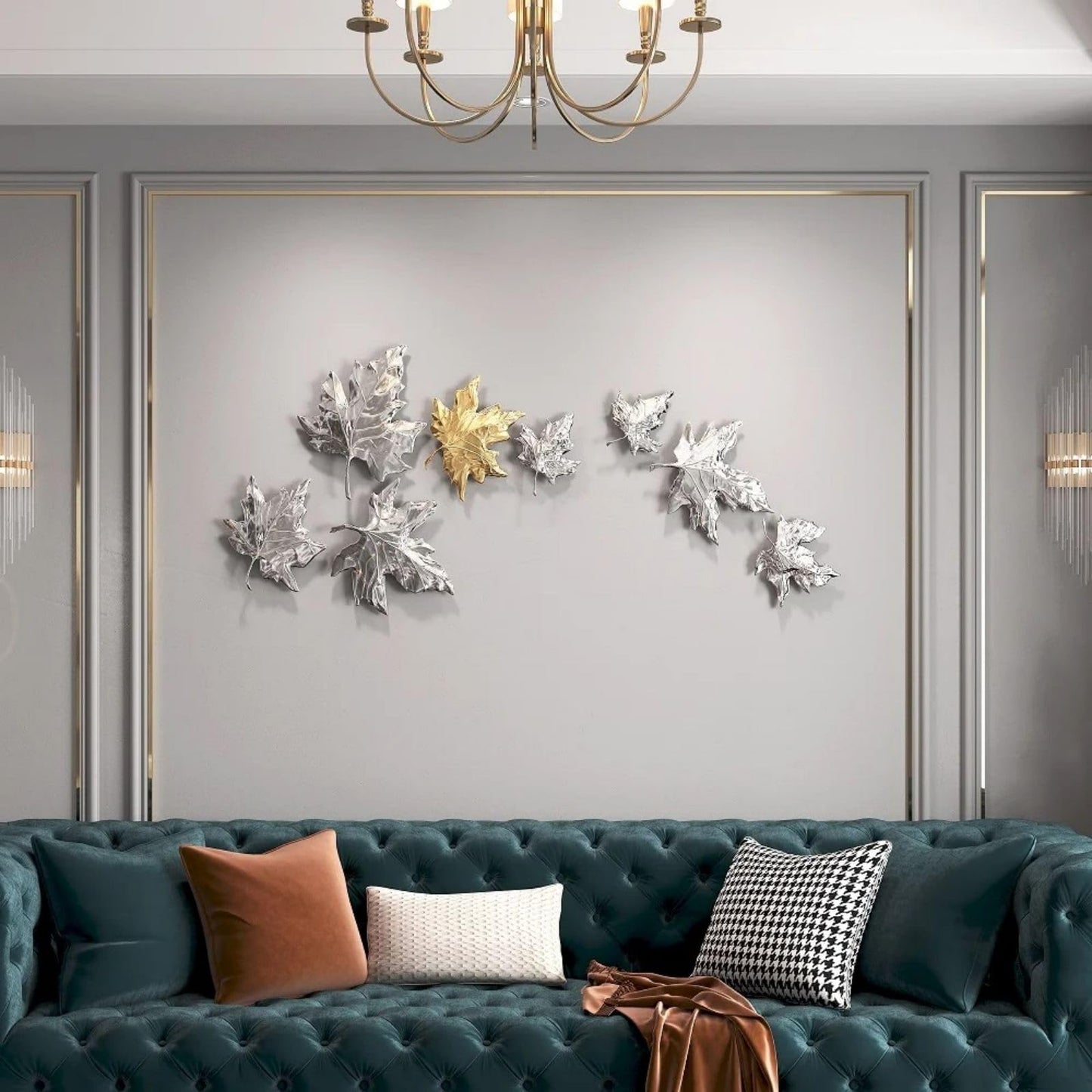 Set of 8 3D Resin Maple Leaf Wall Art, Nature-Inspired Hanging Sculptures for Living Room, Bedroom, Dining Room or Hallway