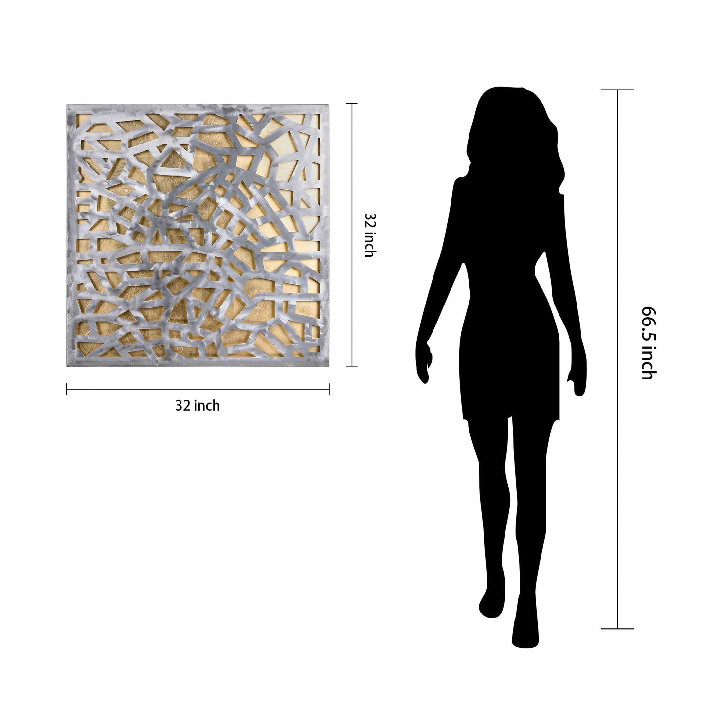 Abstract Gold Leaf Metal Wall Art, Polished Steel Sculpture for Living Room, Bedroom or Office, Ready to Hang 32"x32"