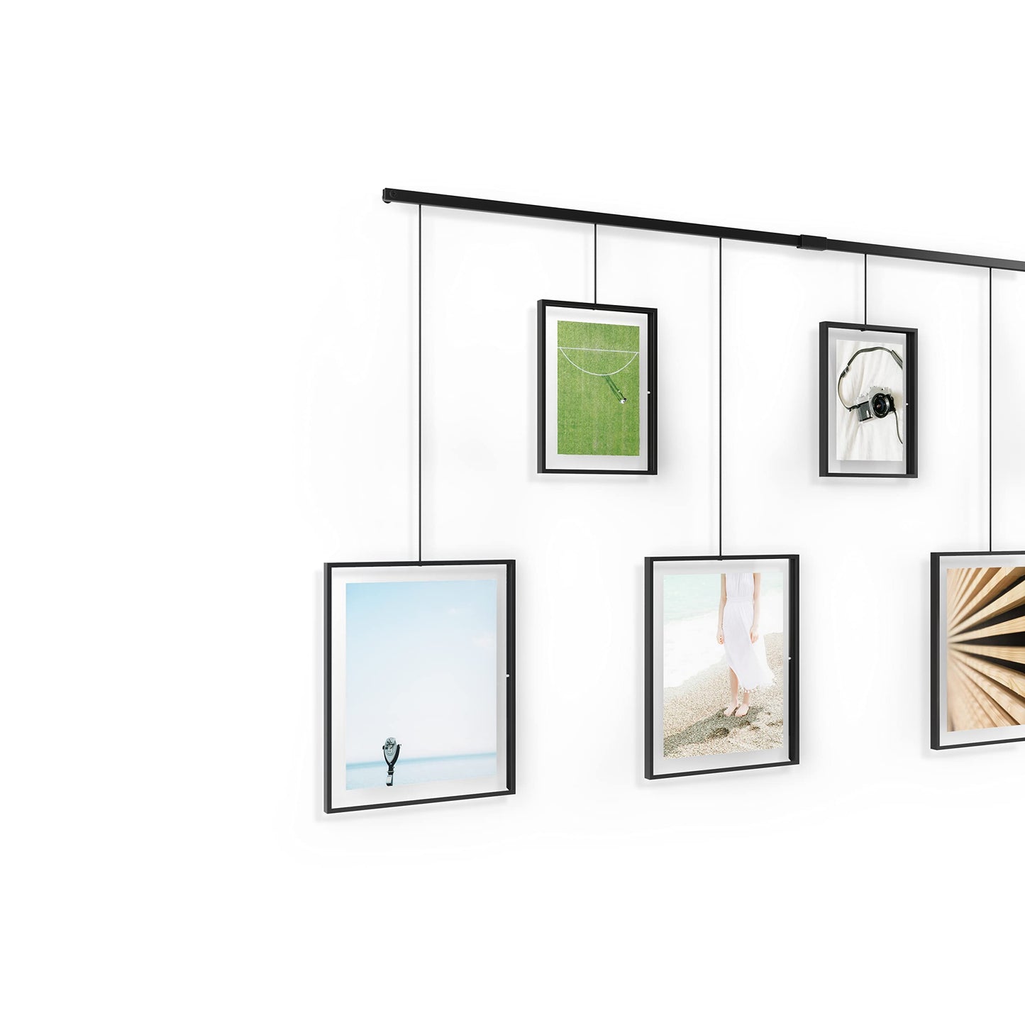Umbra Exhibit Rimless Wall Frame with Metal Rod, Black Decorative Frame for Living Room, Bathroom, Bedroom or Entryway
