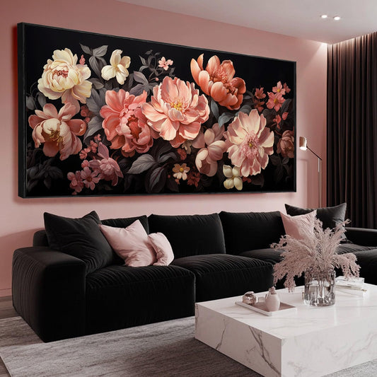 Large Colorful Flower Canvas Wall Art, Botanical Print for Living Room, Bedroom, Bathroom or Office 30"x60"
