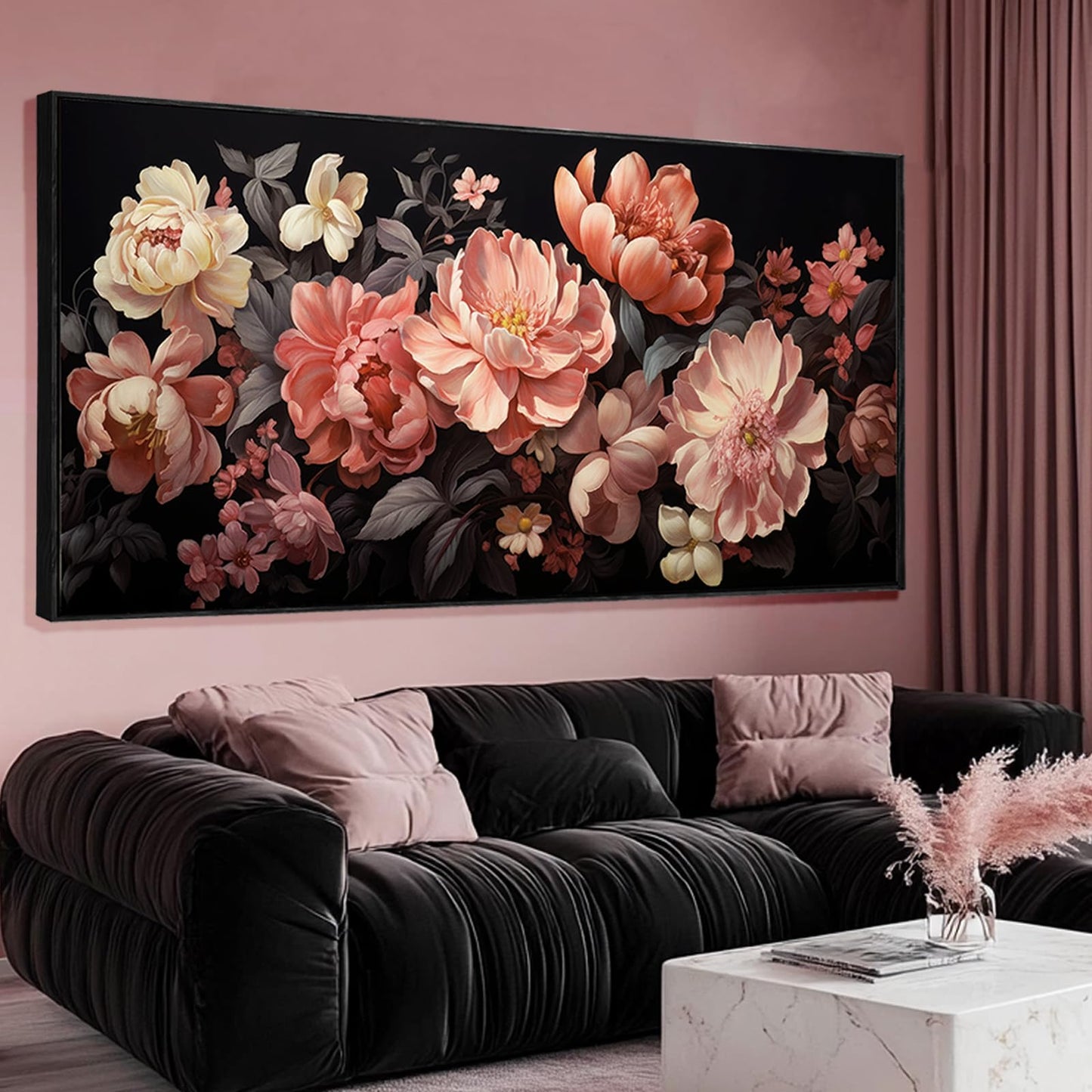 Large Colorful Flower Canvas Wall Art, Botanical Print for Living Room, Bedroom, Bathroom or Office 30"x60"