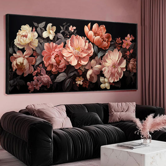 Large Colorful Flower Canvas Wall Art, Botanical Print for Living Room, Bedroom, Bathroom or Office 30"x60"