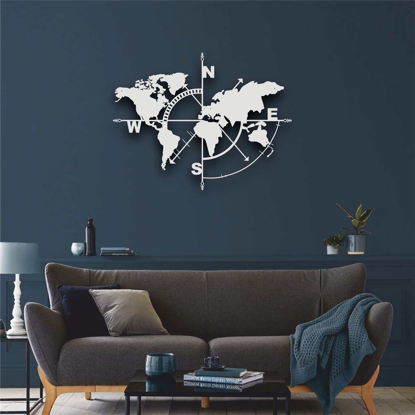Metal World Map Wall Art, White Decorative Wall Sculpture for Home, Office, Bedroom or Living Room 47"x36"