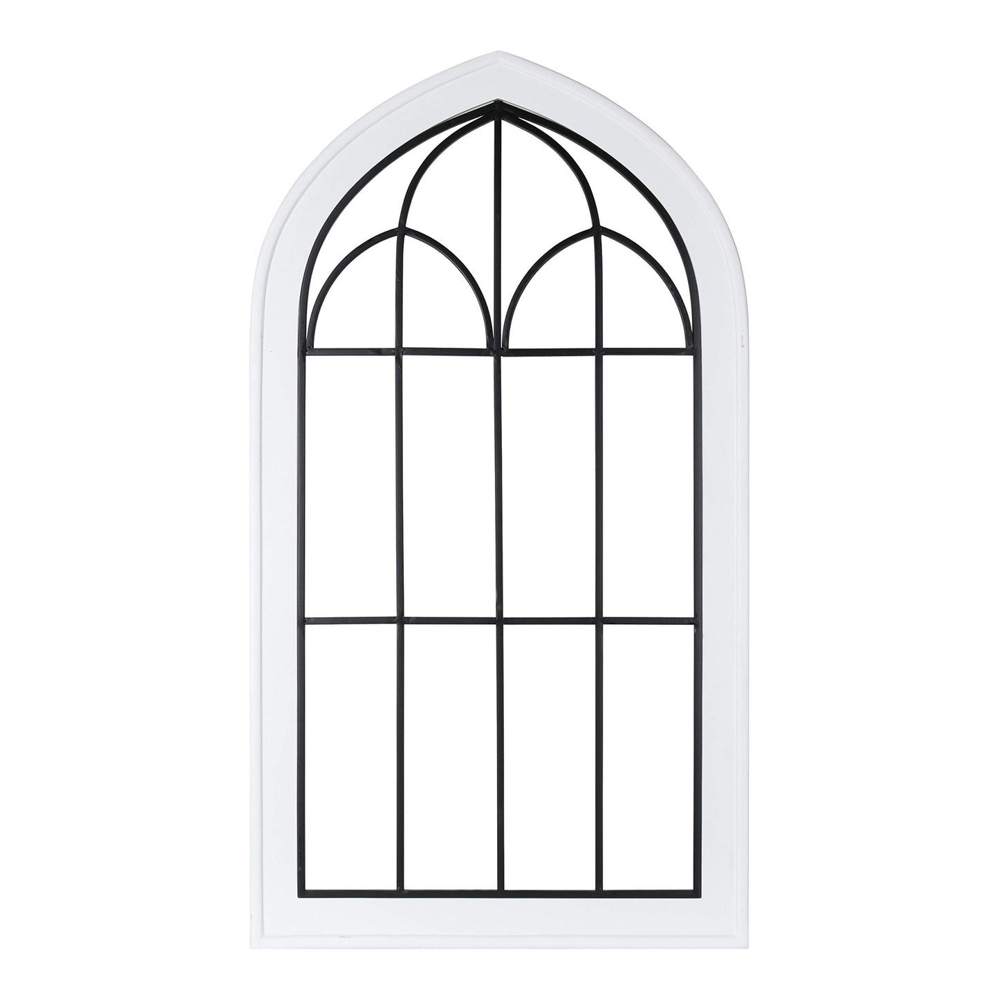 Farmhouse Arched Wall Plaque, White Wood and Metal Wall Decor 26.5"x48"