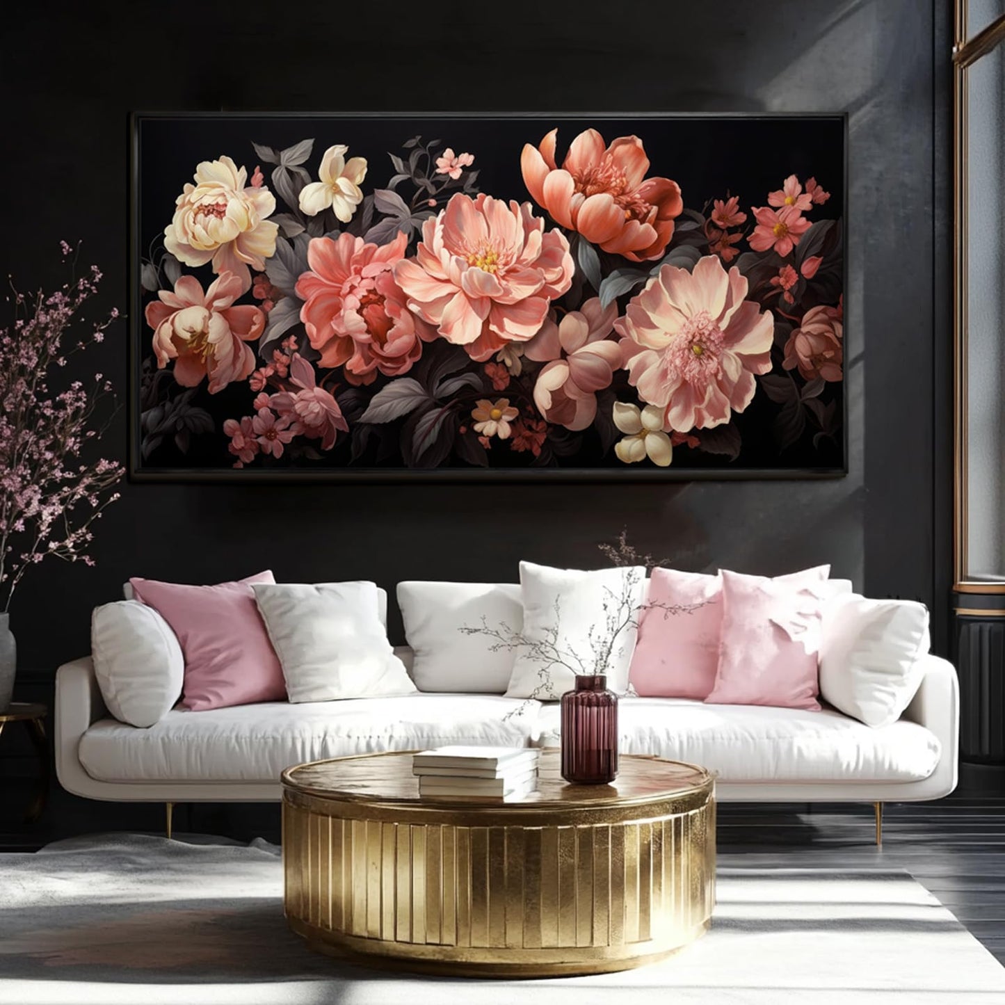 Large Colorful Flower Canvas Wall Art, Botanical Print for Living Room, Bedroom, Bathroom or Office 30"x60"