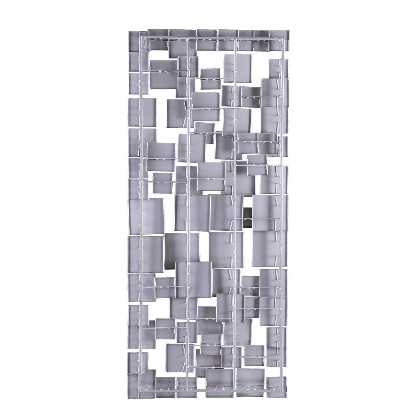 Geometric 3D Silver Wall Sculpture, Modern Metal Wall Art for Living Room or Office 47"x2.25"