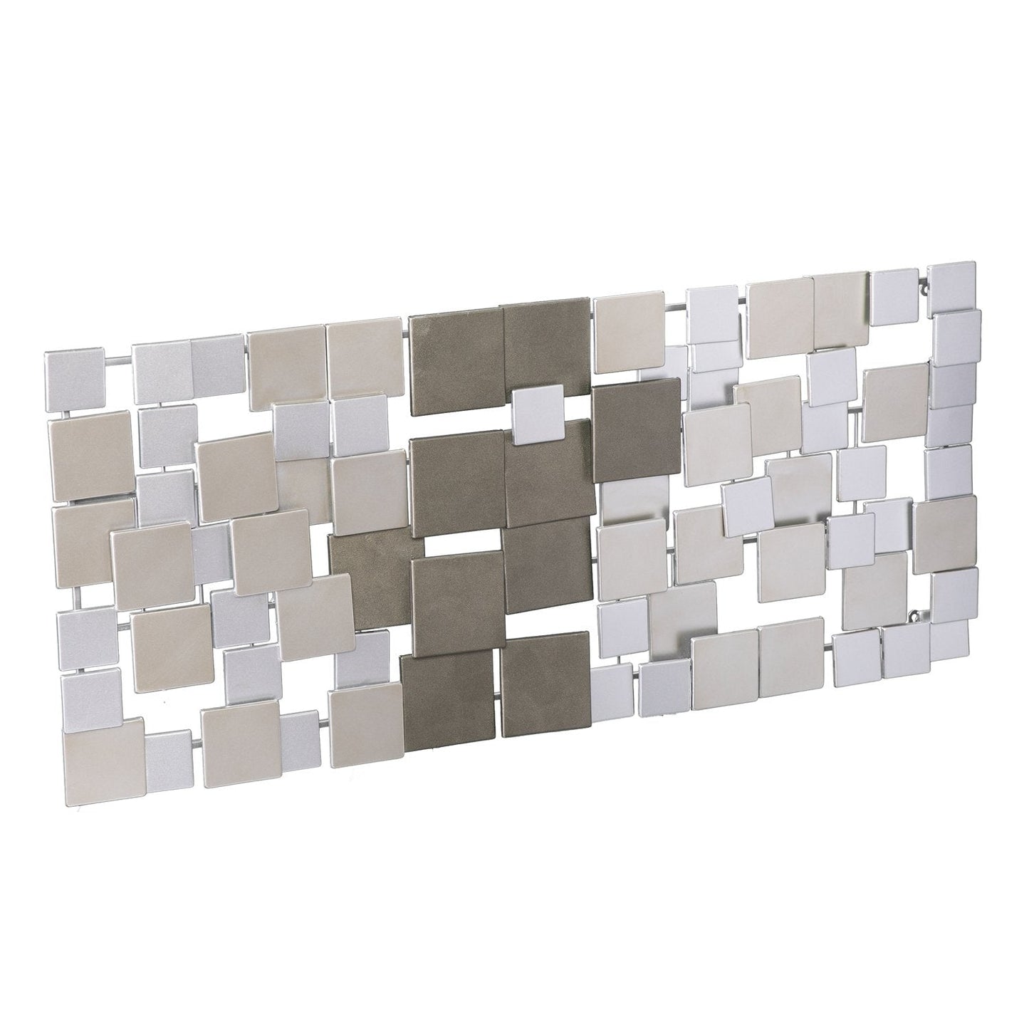 Geometric 3D Silver Wall Sculpture, Modern Metal Wall Art for Living Room or Office 47"x2.25"