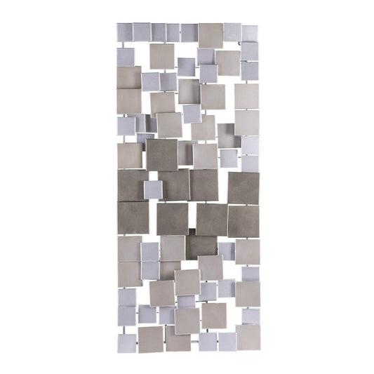 Geometric 3D Silver Wall Sculpture, Modern Metal Wall Art for Living Room or Office 47"x2.25"