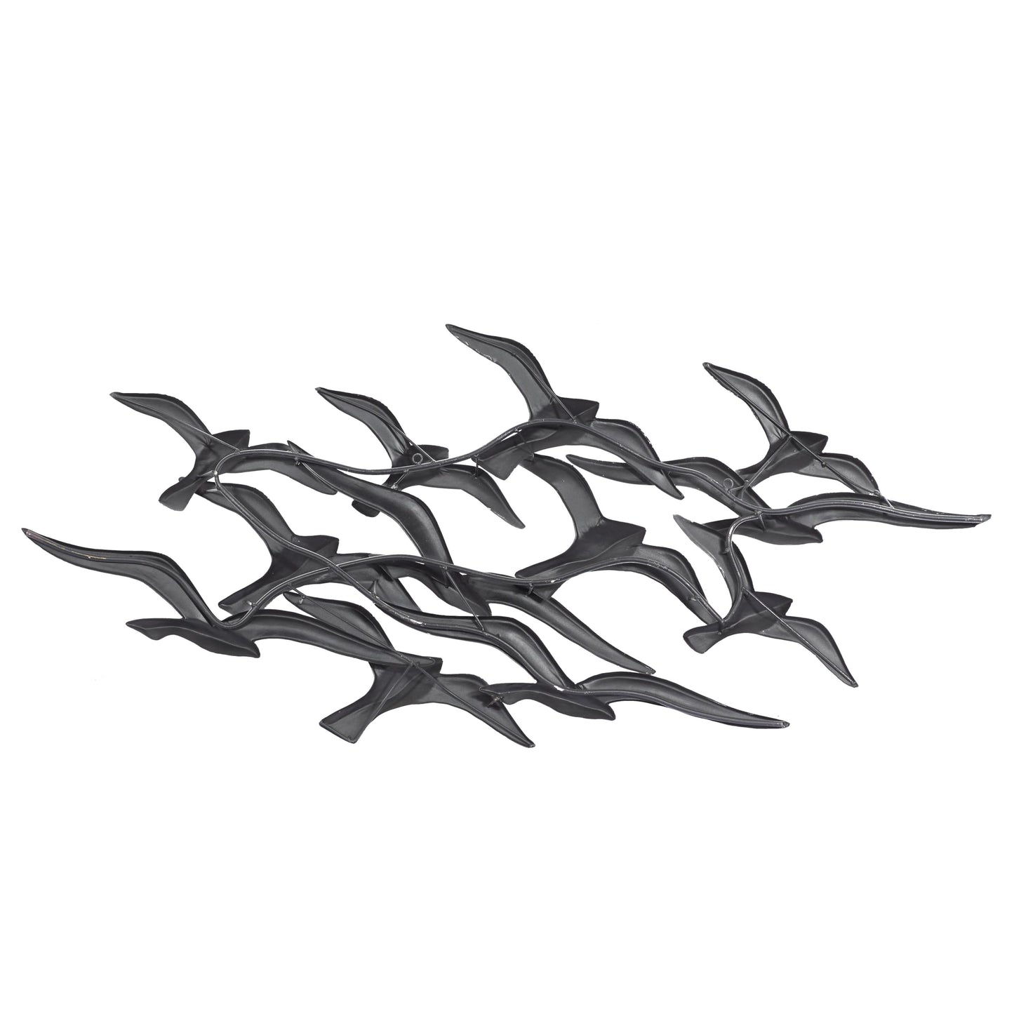Flying Flock of Birds Metal Wall Art Sculpture, White Decorative Wall Decor 48"x23"