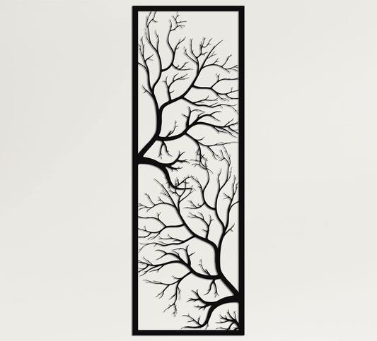 Geometric Tree Metal Wall Art Sign, Modern Decorative Wall Sculpture for Home or Office 14"x40"