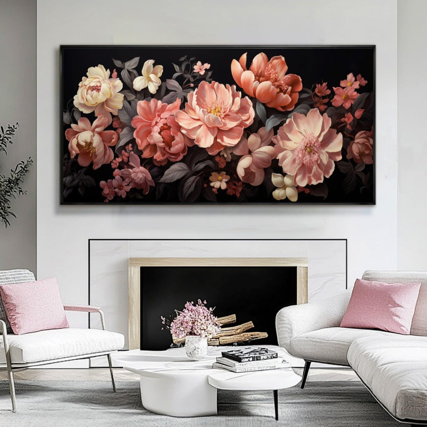 Large Colorful Flower Canvas Wall Art, Botanical Print for Living Room, Bedroom, Bathroom or Office 30"x60"