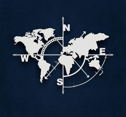 Metal World Map Wall Art, White Decorative Wall Sculpture for Home, Office, Bedroom or Living Room 47"x36"