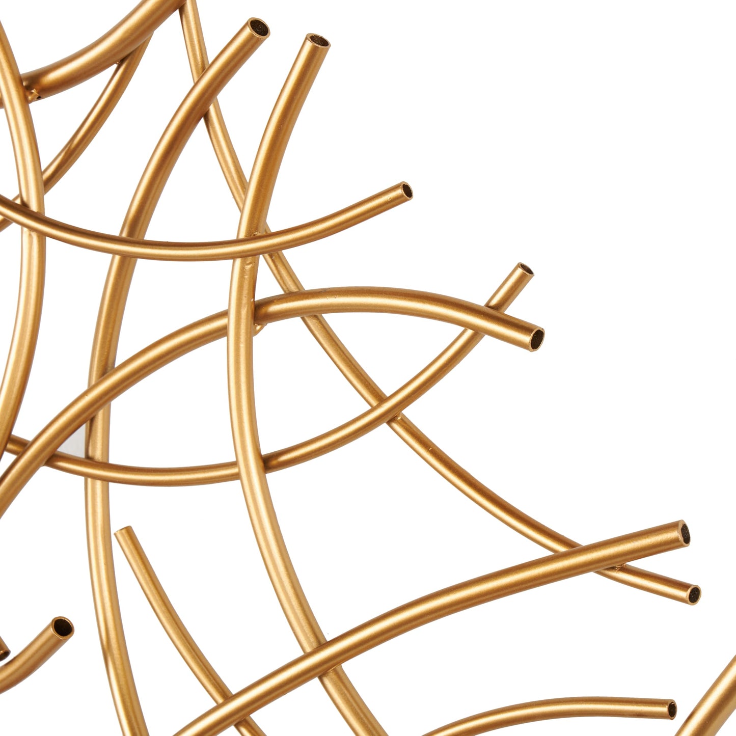 Abstract Metal Wall Art with Overlapping Curved Sticks, Gold Decorative Wall Sculpture 33"x33"