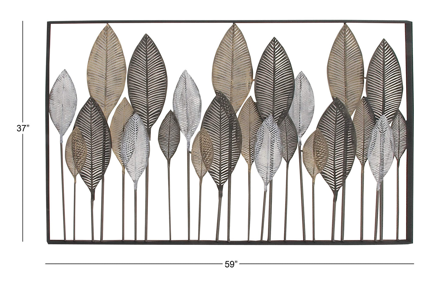 Deco 79 Metal Leaf Wall Decor, Tall Cut-Out Wall Sculpture with Intricate Laser Cut Designs, 59" x 1" x 37", Bronze