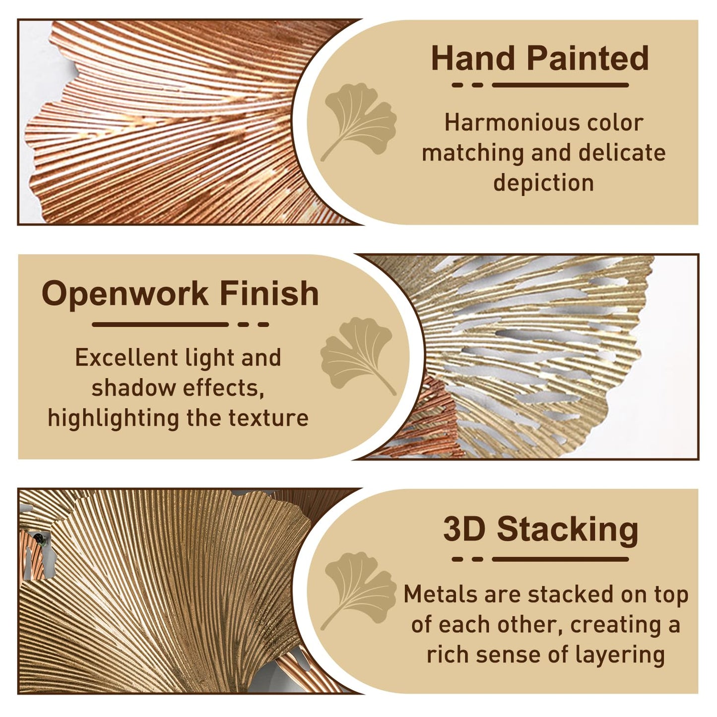 edaknez Gold Metal Wall Decor, Large 3D Modern Metal Wall Art for Living Room, Indoor & Outdoor Wall Decoration for Bedroom, Coastal Nautical Style (D 135 x 62 x 6 cm)