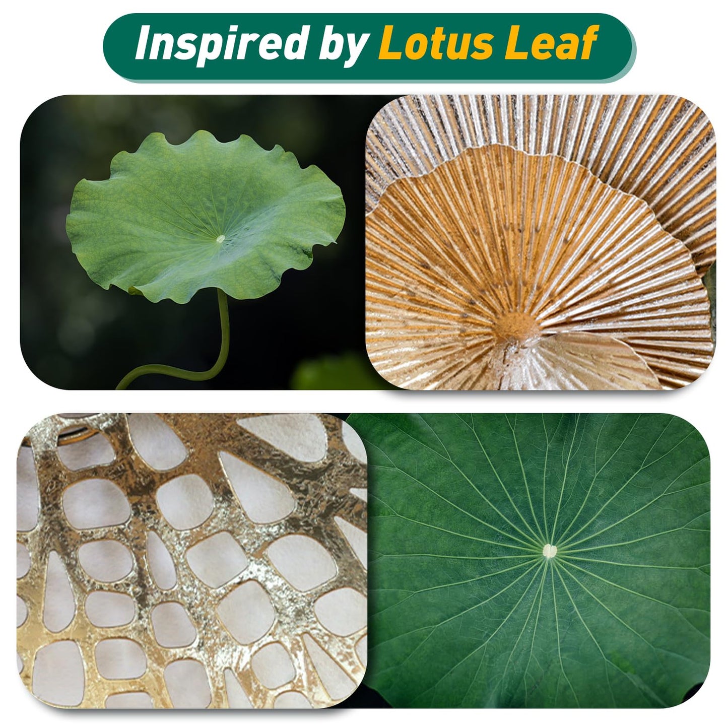 edaknez Metal Wall Art Decor, Large 3D Flower Leaves Metal Wall Art, Modern Lotus Wall Decoration for Indoor & Outdoor Living Room or Bedroom, Green and Gold (C 135 x 64 x 6 cm)