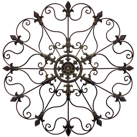 Metal Hand-Painted Wall Medallion Decor, 30"x30" Solid Mounted Large Metal Wall Art for Indoor & Outdoor Display, Vintage Holiday Christmas Wall Decoration