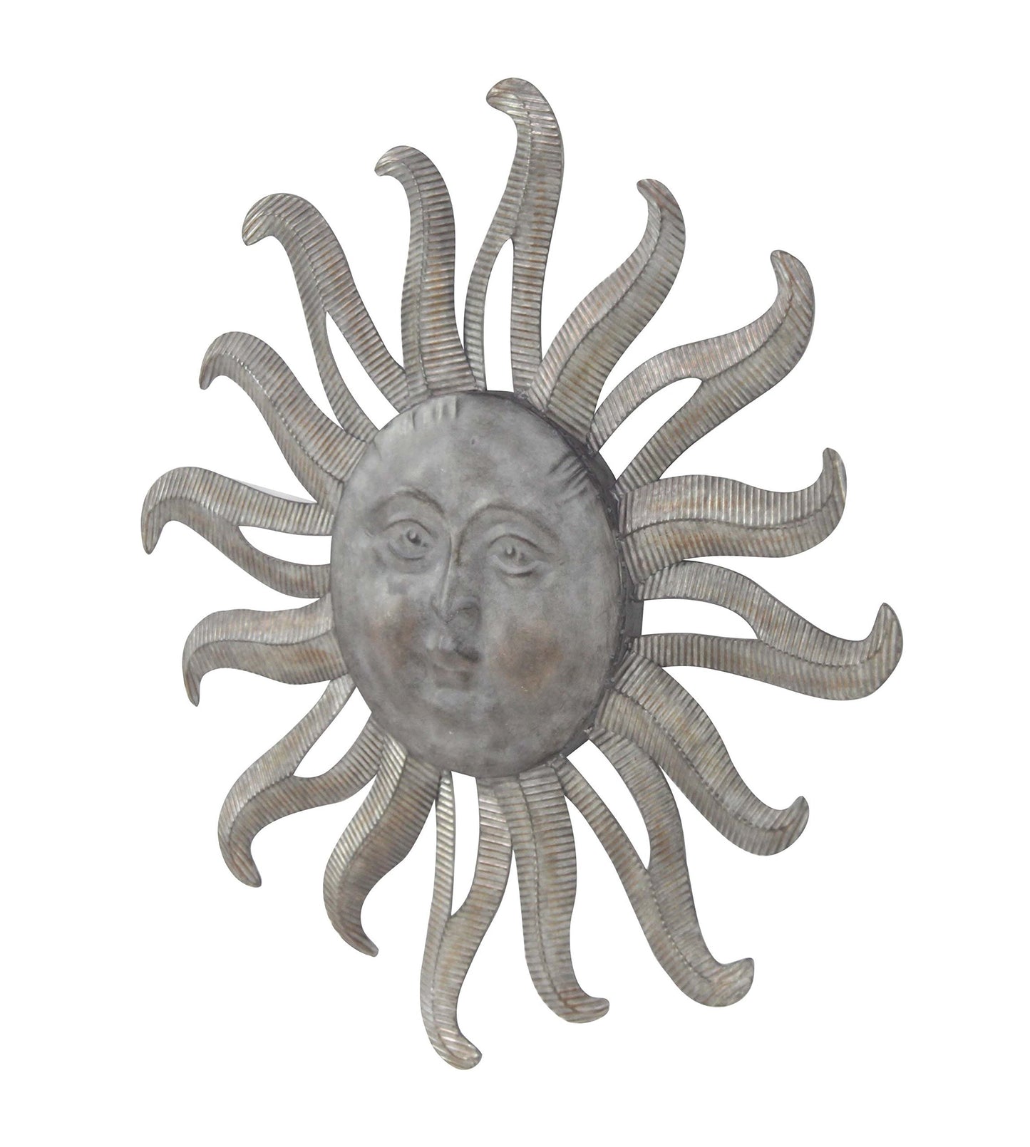 Metal Sun Wall Art Sculpture, Gray Indoor and Outdoor Decorative Wall Decor 36"x36"