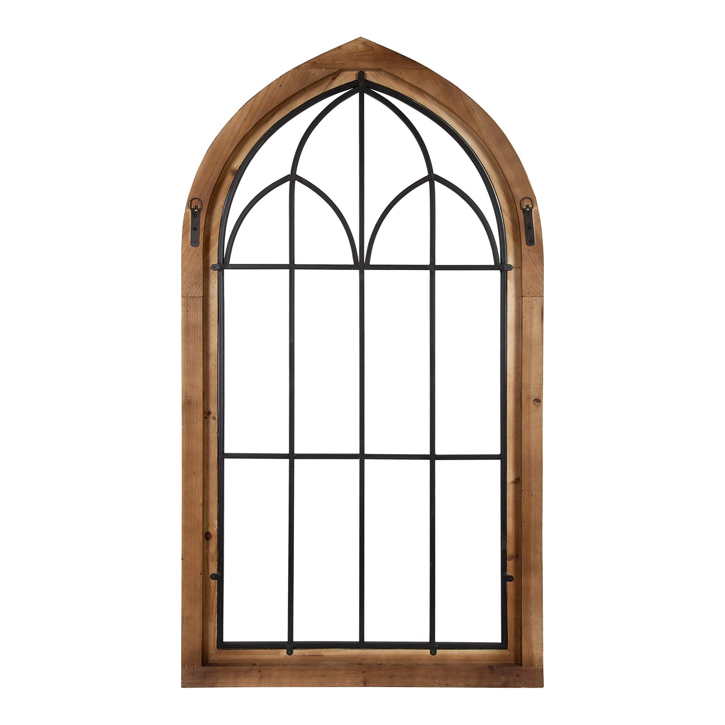 Farmhouse Arched Wall Plaque, White Wood and Metal Wall Decor in Rustic Brown 26.5"x48"