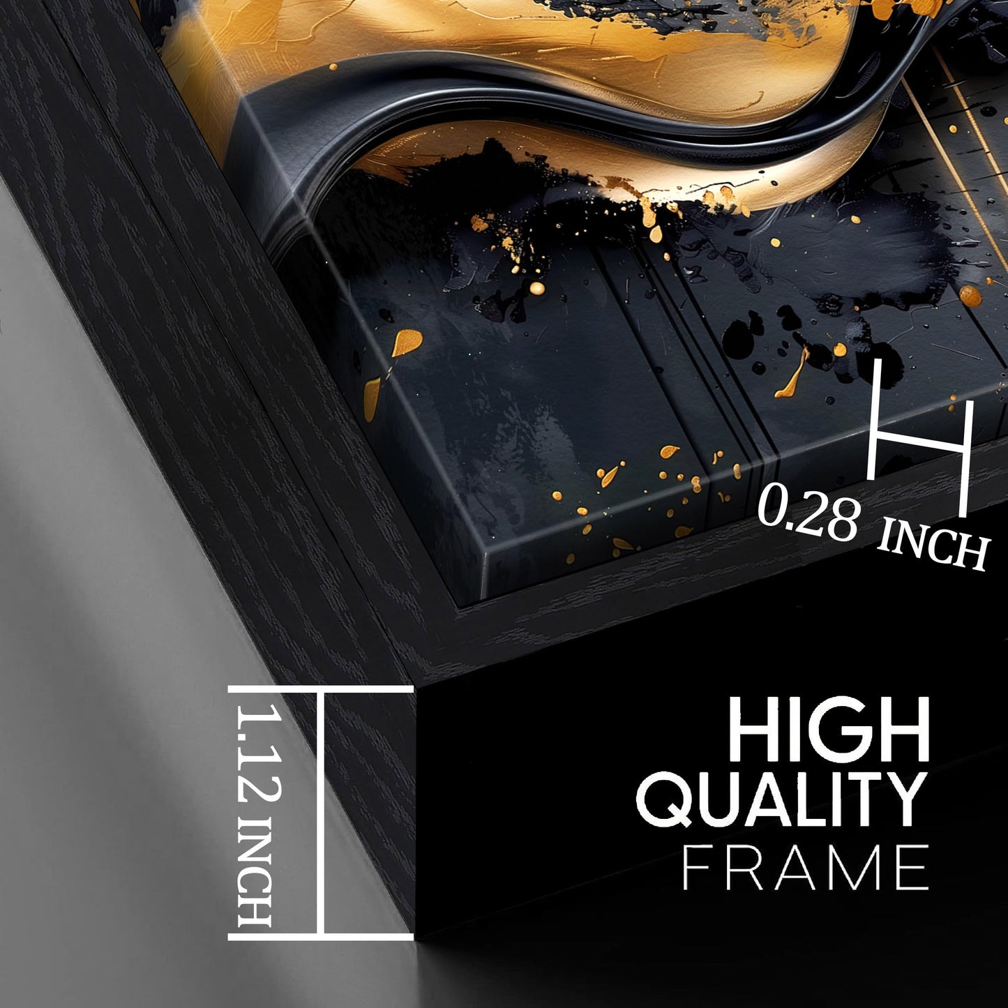 Large Gold and Black Abstract Canvas Wall Art, Modern Decorative Painting for Bedroom or Living Room 24"x48"